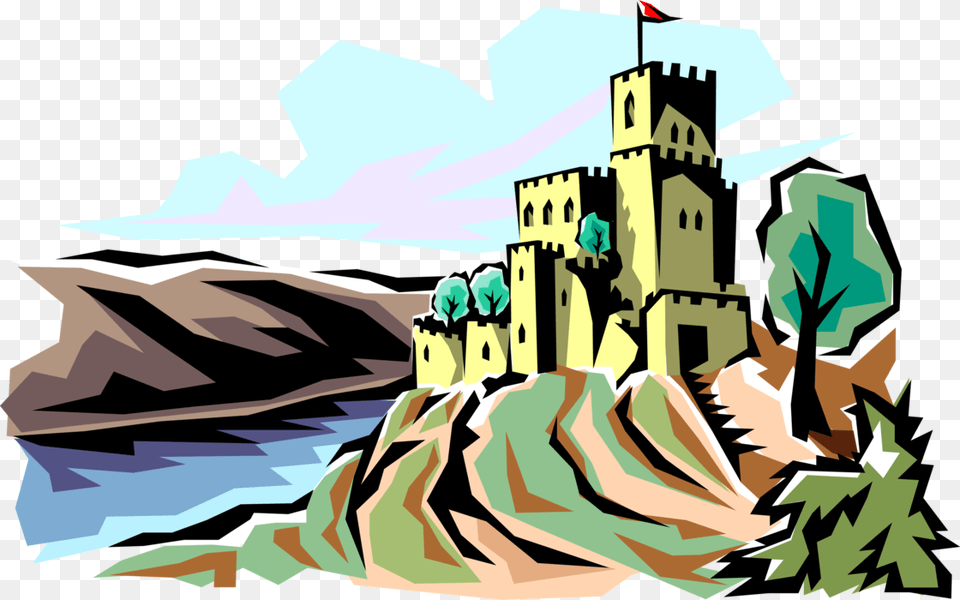 Vector Illustration Of Medieval Castle Fortification Castle Vector, Outdoors, Architecture, Building, Fortress Png