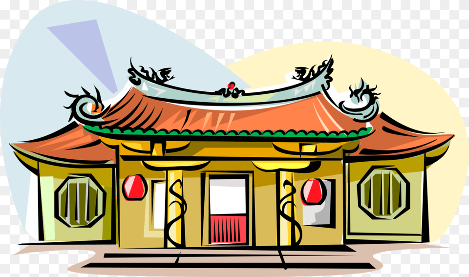 Vector Illustration Of Mengjia Longshan Temple Wanhua Cartoon Chinese Temple, Architecture, Rural, Outdoors, Nature Free Png Download