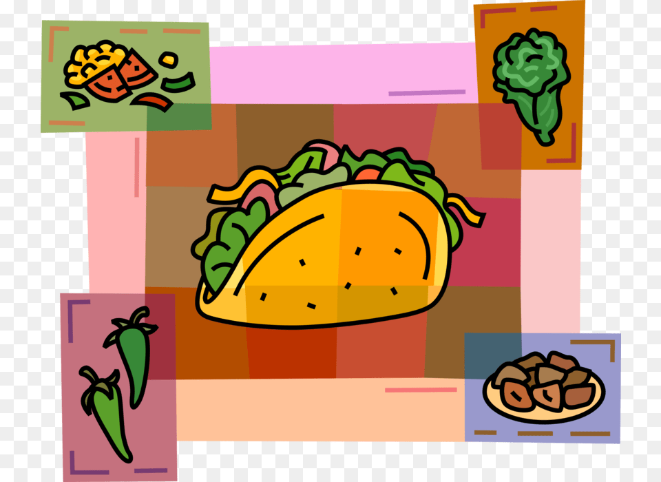 Vector Illustration Of Mexican Cuisine Taco Corn Or Tacos Clipart, Food, Lunch, Meal Png