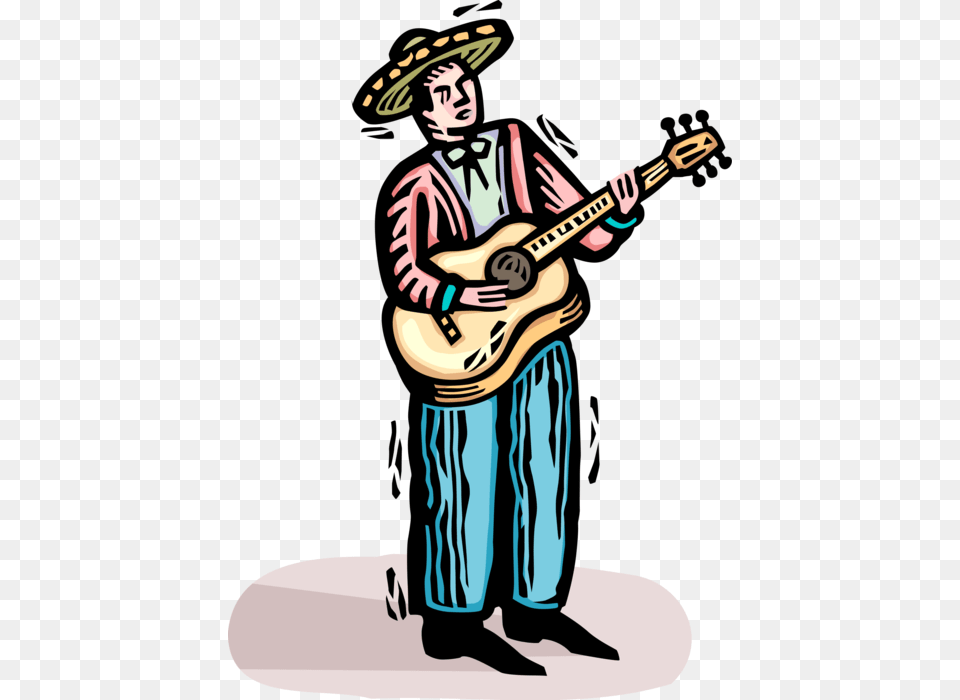 Vector Illustration Of Mexican Musician With Sombrero Illustration, Adult, Person, Musical Instrument, Woman Free Transparent Png