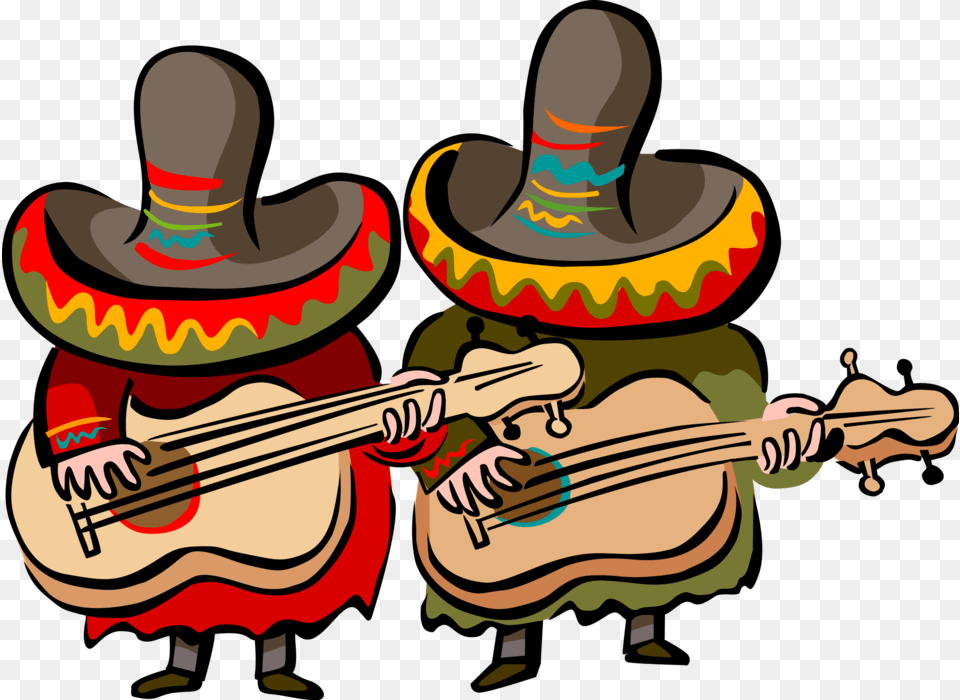 Vector Illustration Of Mexican Musicians With Sombreros Mexican Music Clipart, Clothing, Hat, Sombrero, Person Free Png