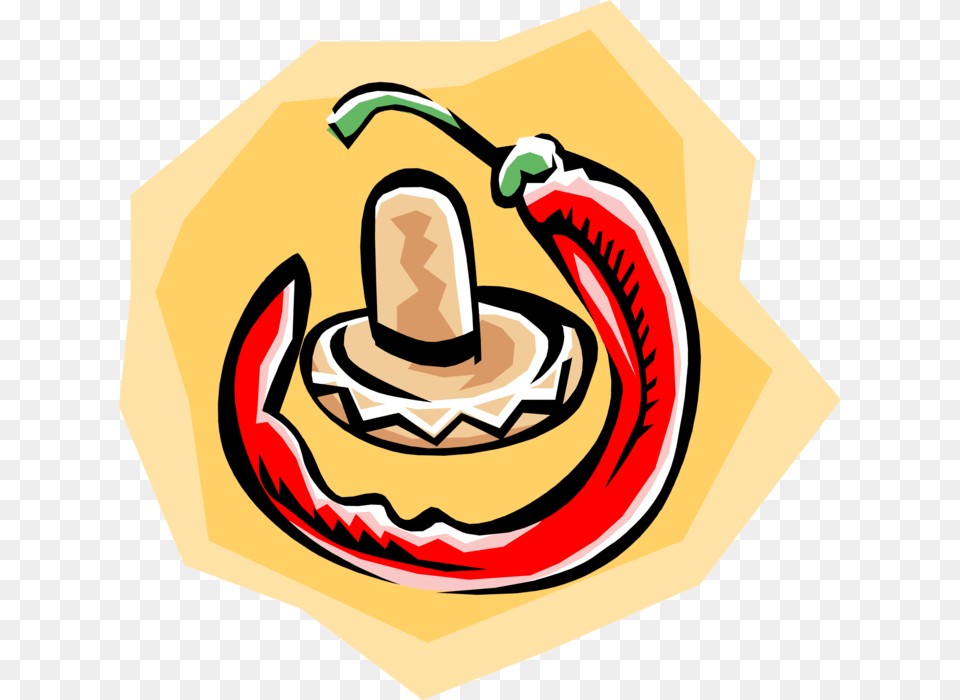 Vector Illustration Of Mexican Sombrero With Hot Chili Illustration, Clothing, Hat Free Transparent Png
