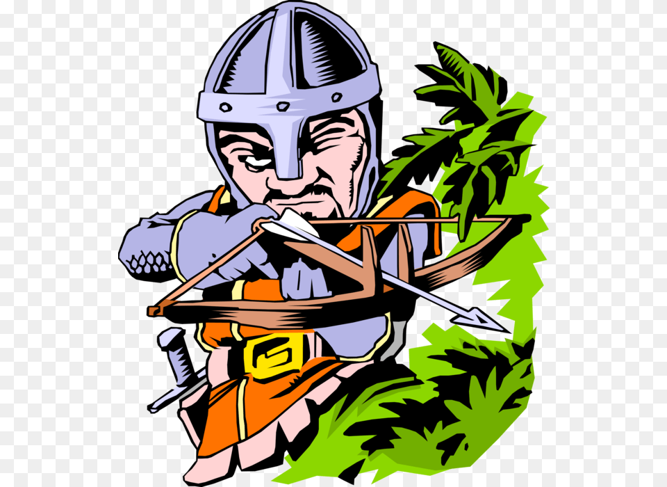 Vector Illustration Of Middle Ages Medieval Castle Medieval Cartoon, Helmet, Person, Weapon, Bow Free Transparent Png