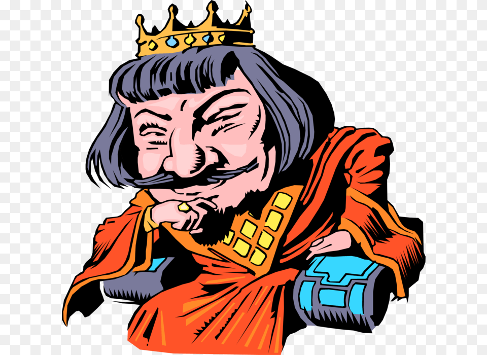 Vector Illustration Of Middle Ages Medieval King Arthur Caricatura Del Rey Arturo, Person, Accessories, Jewelry, Face Png Image