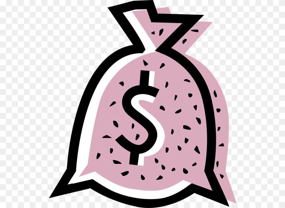 Vector Illustration Of Money Bag Moneybag Or Sack Pink Money Bag, Text, Number, Symbol, Nature Free Png
