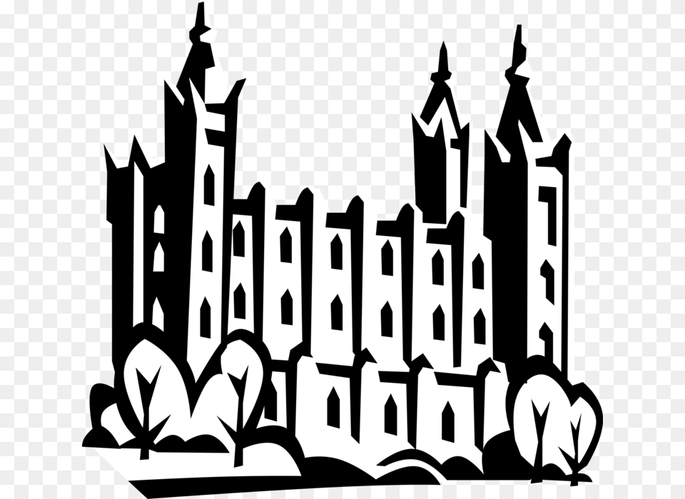 Vector Illustration Of Mormon Church Of Jesus Christ Lds Temple Clip Art, Stencil, People, Person, Text Png Image
