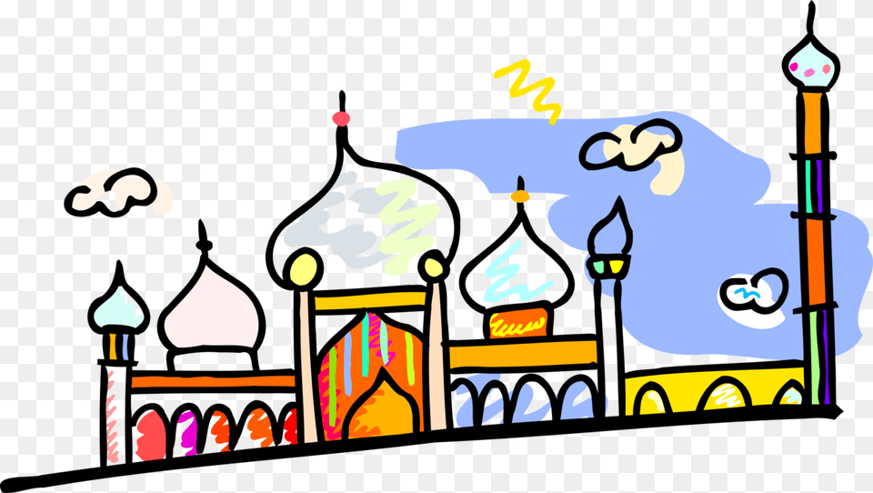 Vector Illustration Of Mosque Place Of Worship For Mosque Vector Cartoon, Adult, Male, Man, Person Free Png