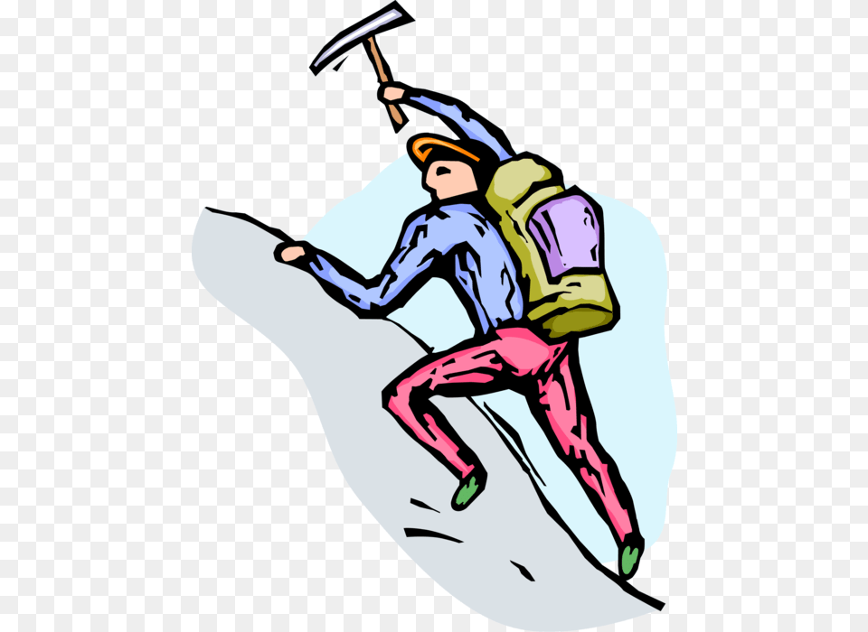 Vector Illustration Of Mountain Climber Climbs Rock, People, Person, Cleaning, Face Png