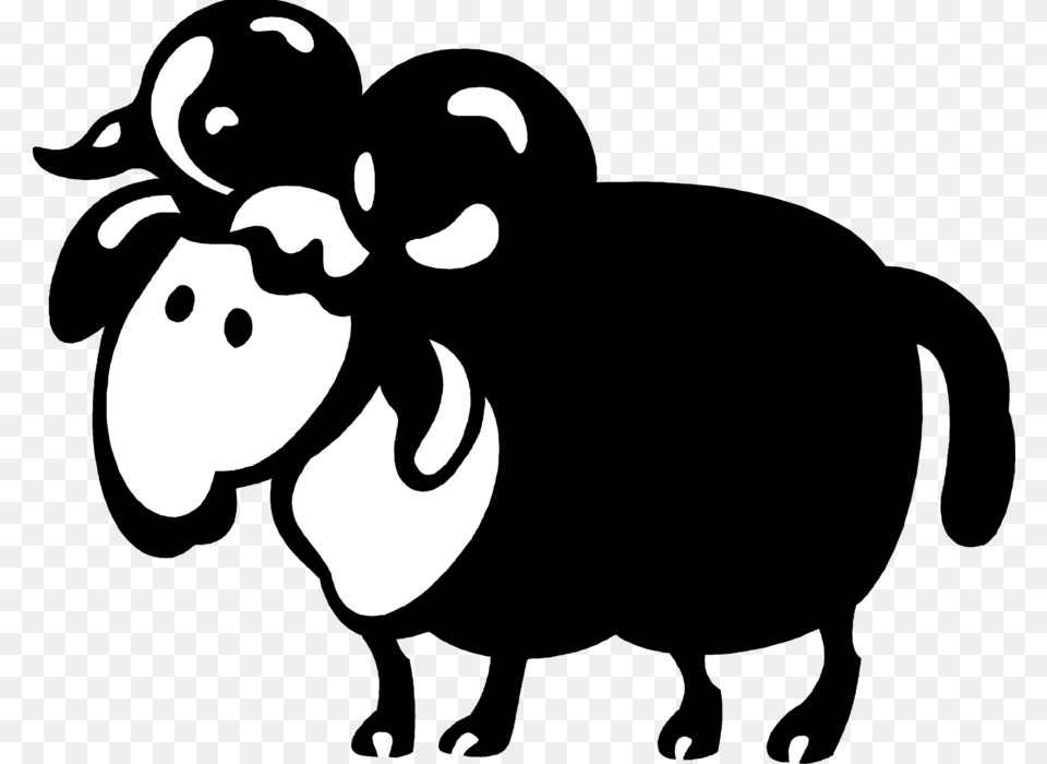 Vector Illustration Of Mountain Goat Ram With Horns Cartoon, Stencil, Animal, Bear, Mammal Png