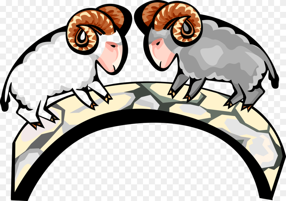 Vector Illustration Of Mountain Goat Rams Butt Heads Proyecto Del Hombre Borrego, Animal, Bird, Vulture, Person Free Transparent Png