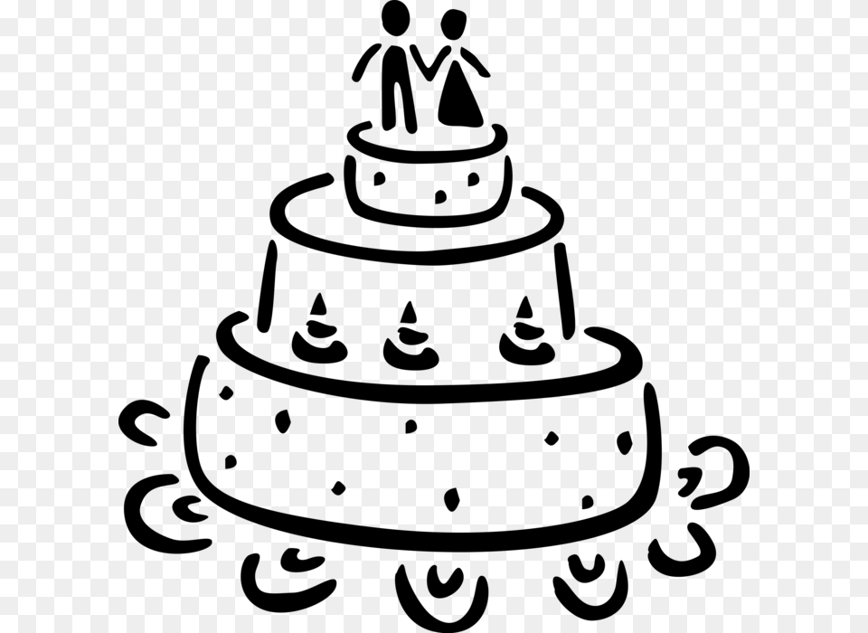 Vector Illustration Of Multi Tiered Wedding Cake Traditional Wedding Cake Vector, Gray Png Image