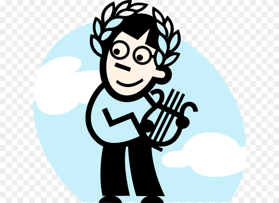 Vector Illustration Of Musician With Laurel Wreath, Face, Head, Person, Photography Png Image