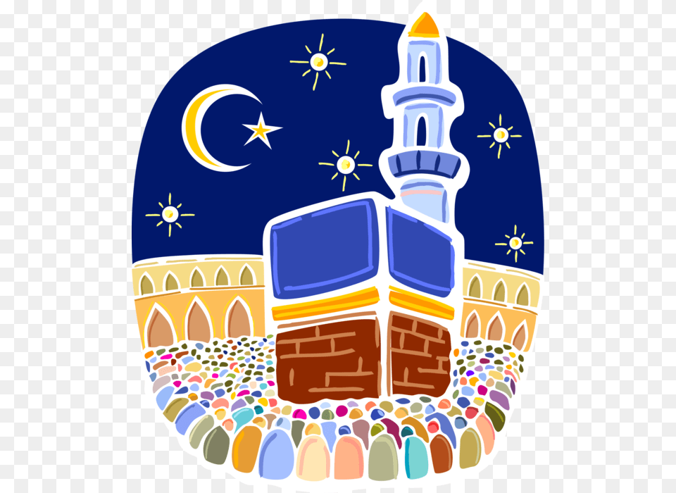 Vector Illustration Of Muslim Hajj Pilgrimage In Al Pilgrimage To Mecca Cartoon, Architecture, Building, Dome, Birthday Cake Free Png Download