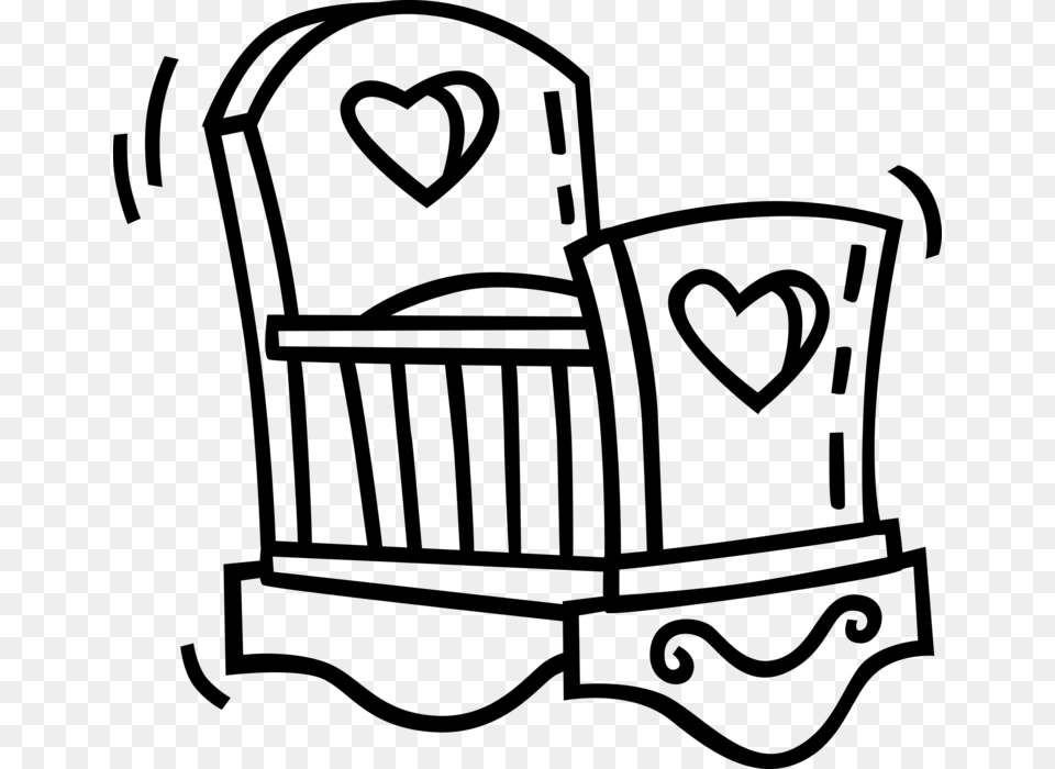 Vector Illustration Of Newborn Babyquots Crib Small Bed Baby Crib Clip Art, Gray Free Png