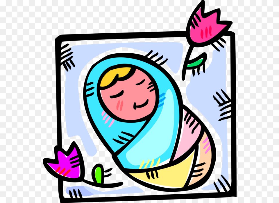 Vector Illustration Of Newborn Infant Baby Wrapped, Art, Graphics, Face, Head Free Transparent Png