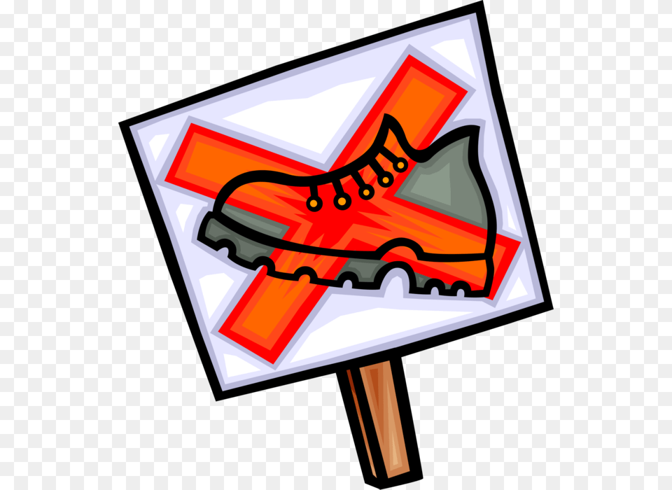 Vector Illustration Of No Hiking Or Do Not Walk Sign Sign, Clothing, Footwear, Shoe, Canvas Png Image