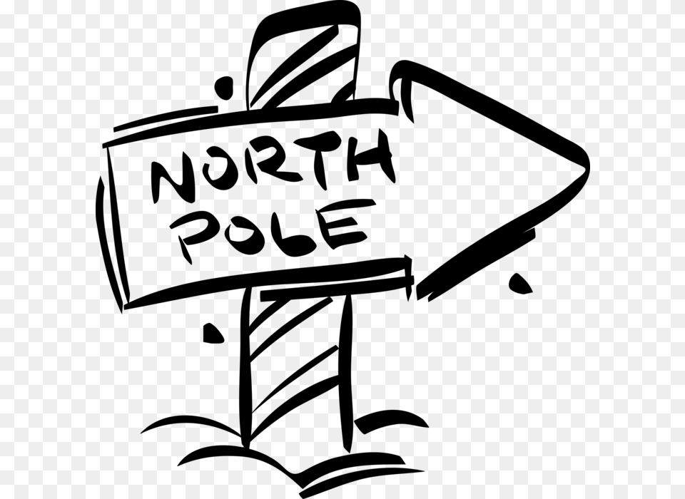 Vector Illustration Of North Pole Sign At Christmas North Pole Sign Clipart Black And White, Gray Free Png Download