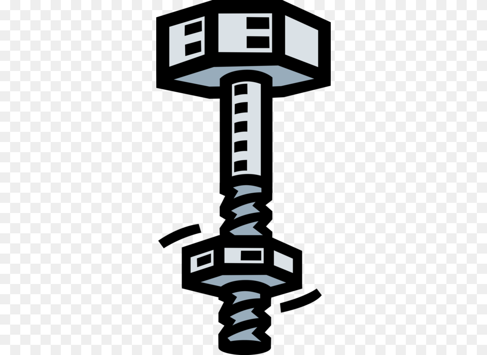 Vector Illustration Of Nut Mated With Screw Bolt Threaded Stoichiometry, Stencil, Dynamite, Weapon Png Image