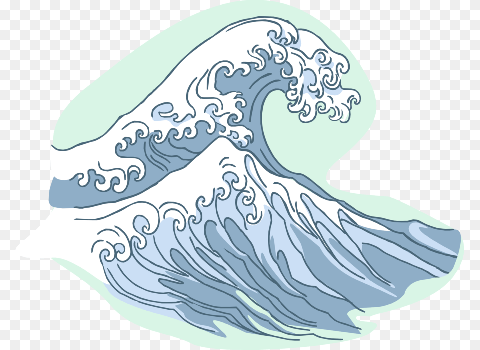 Vector Illustration Of Ocean Waves Cresting Homonyms For Wave, Ice, Nature, Outdoors, Person Png