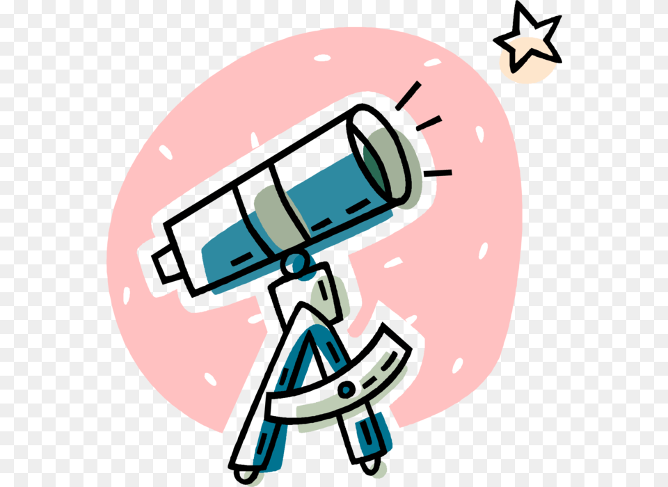 Vector Illustration Of Optical Telescope Observes The Telescope Star Clipart, Person Free Png