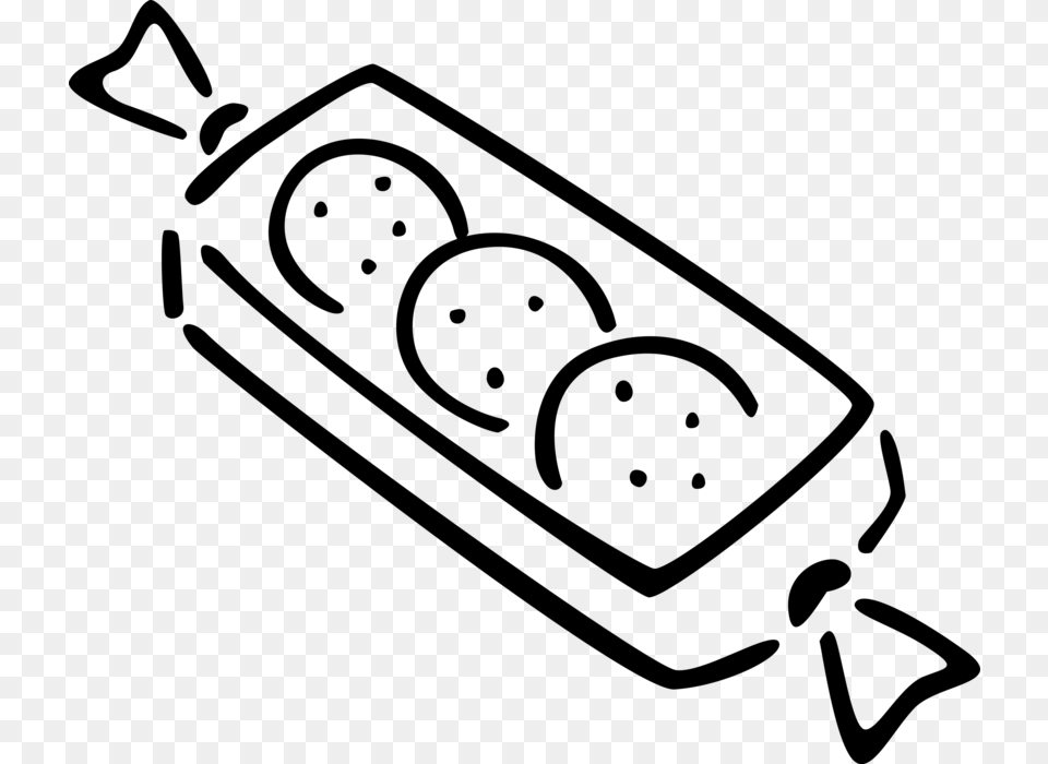 Vector Illustration Of Package Of Baked Snack Or Dessert Line Art, Gray Png Image