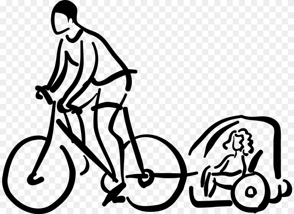 Vector Illustration Of Parent Cyclist On Bicycle Bike Road Bicycle, Gray Free Transparent Png