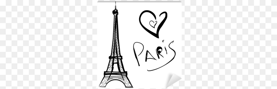 Vector Illustration Of Paris The Eiffel Tower Wall Eiffel Tower Drawn Cute, Stencil, Silhouette, Art Free Png