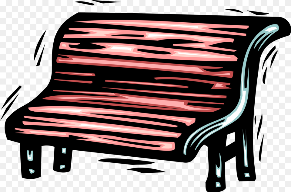 Vector Illustration Of Park Bench With Long Seat Found Chair, Cutlery, Fork, Furniture, Art Free Transparent Png