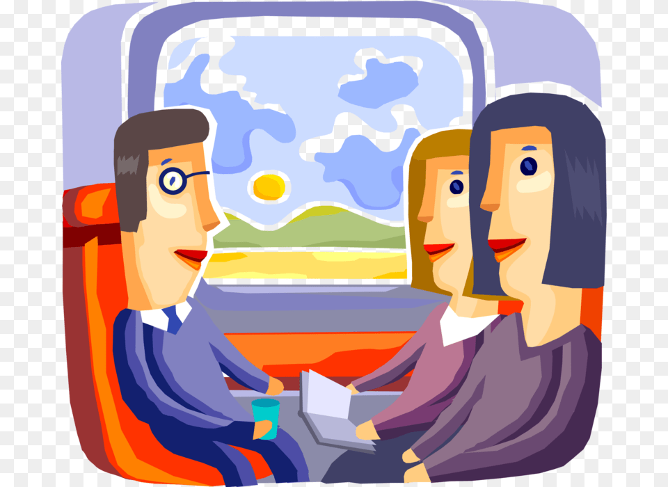 Vector Illustration Of Passenger Commuter Travelers Illustration, Art, Painting, Person, Cushion Free Png