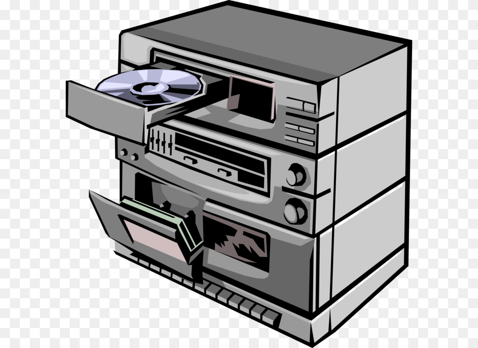 Vector Illustration Of Personal Home Stereo System Cassette Deck, Cd Player, Electronics, Bulldozer, Machine Free Png Download
