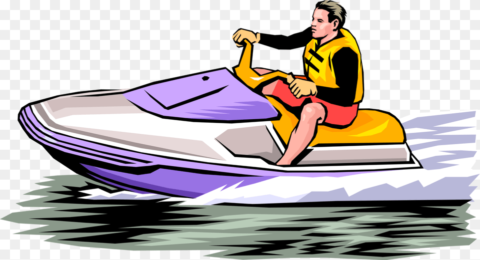 Vector Illustration Of Personal Watercraft Personal Jet Ski Vector, Water, Adult, Vest, Person Png