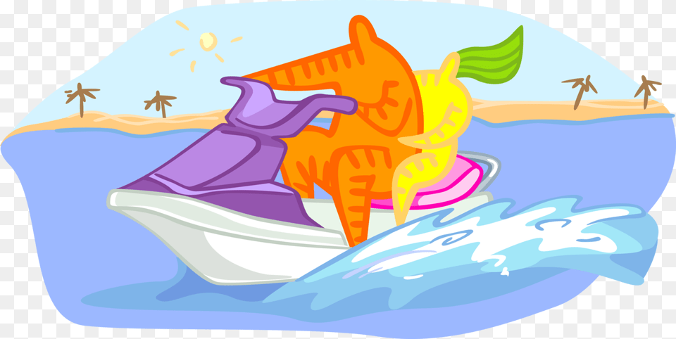 Vector Illustration Of Personal Watercraft Water Sports Illustration, Animal, Fish, Shark, Sea Life Png Image