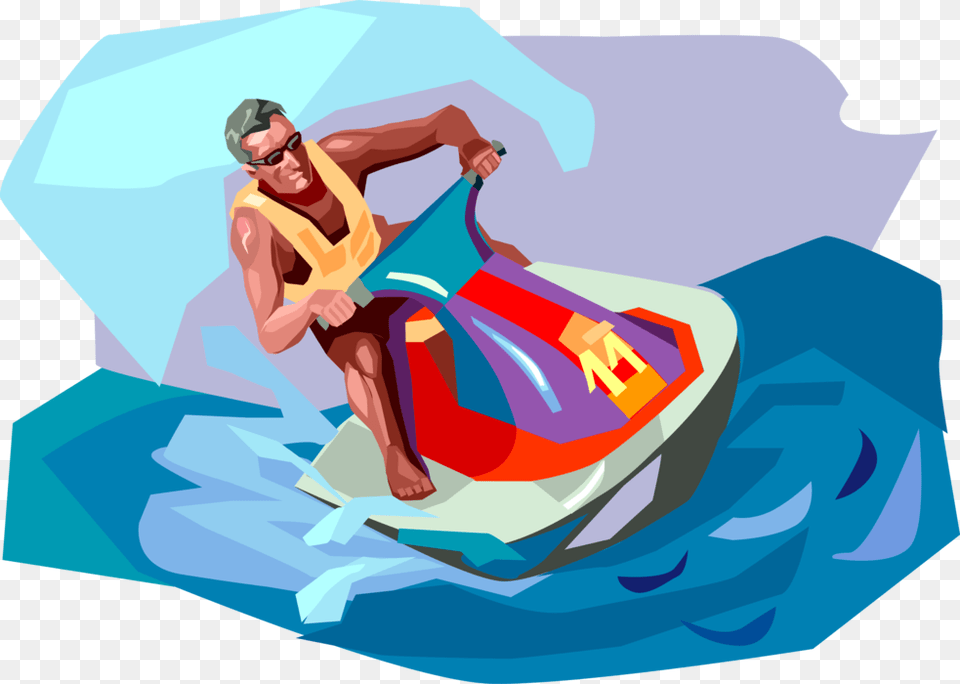 Vector Illustration Of Personal Watercraft Water Sports Sea Doo Cartoon, Water Sports, Sport, Leisure Activities, Adult Png Image