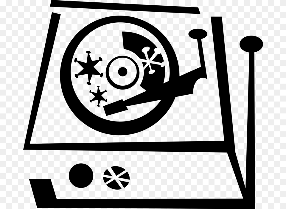 Vector Illustration Of Phonograph Record Player Turntable Circle, Gray Png Image