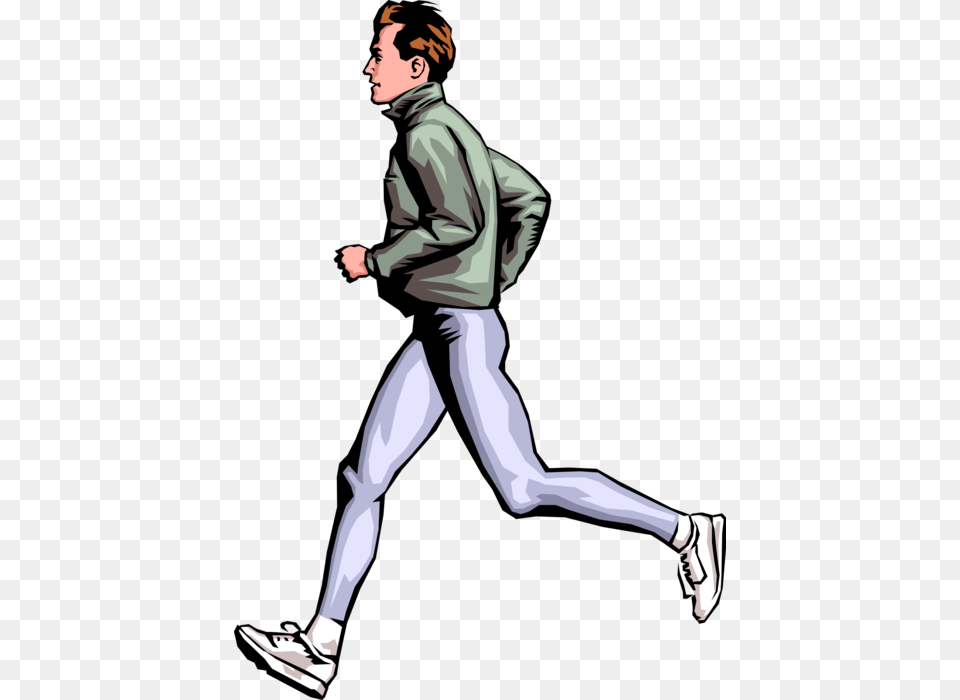 Vector Illustration Of Physical Fitness Exercise Workout Male Runner, Walking, Person, Sleeve, Man Free Png Download