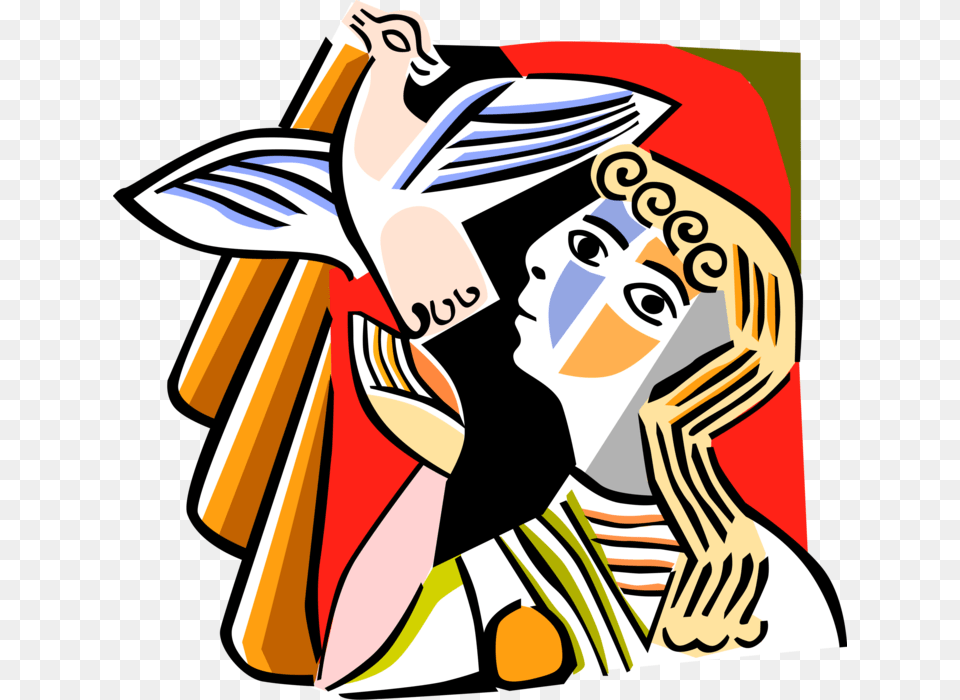 Vector Illustration Of Picasso Inspired Releasing Dove, Book, Comics, Publication, Art Png