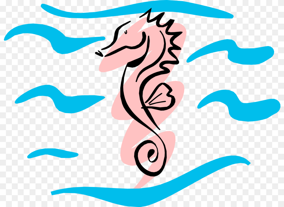 Vector Illustration Of Pink Hippocampus Genus Seahorse Sea Horse Clip Art, Water Sports, Water, Leisure Activities, Person Free Transparent Png