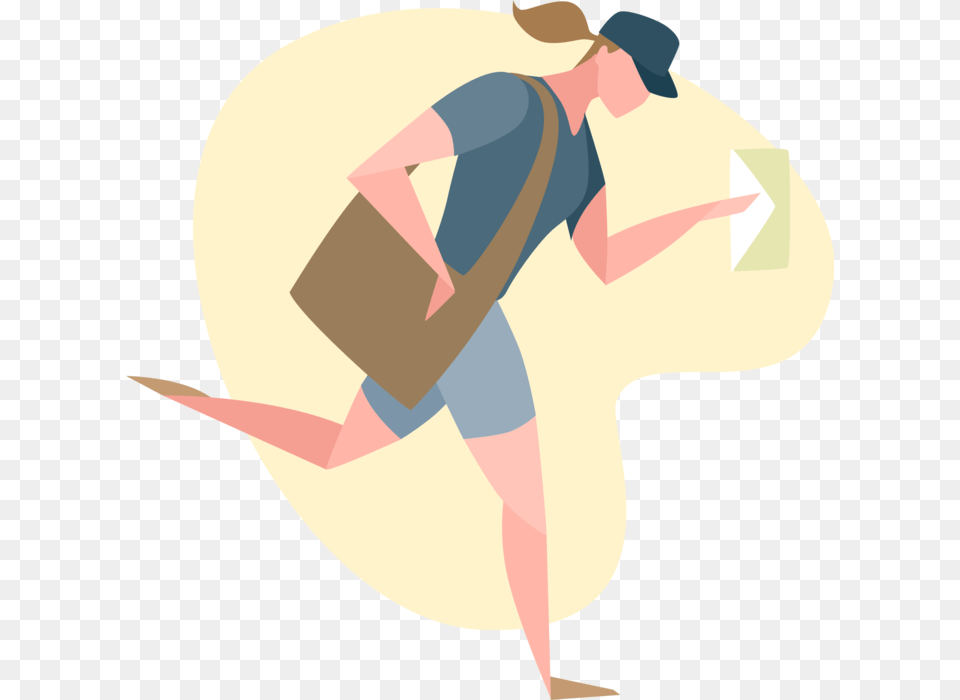 Vector Illustration Of Postal Service Postman Letter Illustration, Bag, Adult, Male, Man Free Png