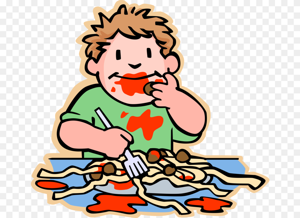 Vector Illustration Of Primary Or Elementary School Cartoon Person Eating, Cutlery, Fork, Baby, Face Free Png Download