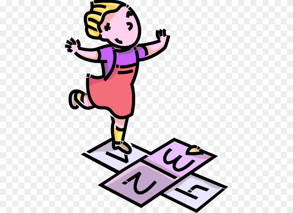 Vector Illustration Of Primary Or Elementary School Hopscotch Clipart Transparent, Baby, Person, Cartoon, Number Png Image