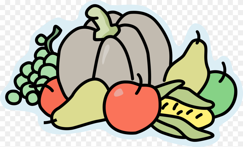 Vector Illustration Of Pumpkin Squash With Apple Pear Thanksgiving Tracing, Banana, Food, Fruit, Plant Free Png Download