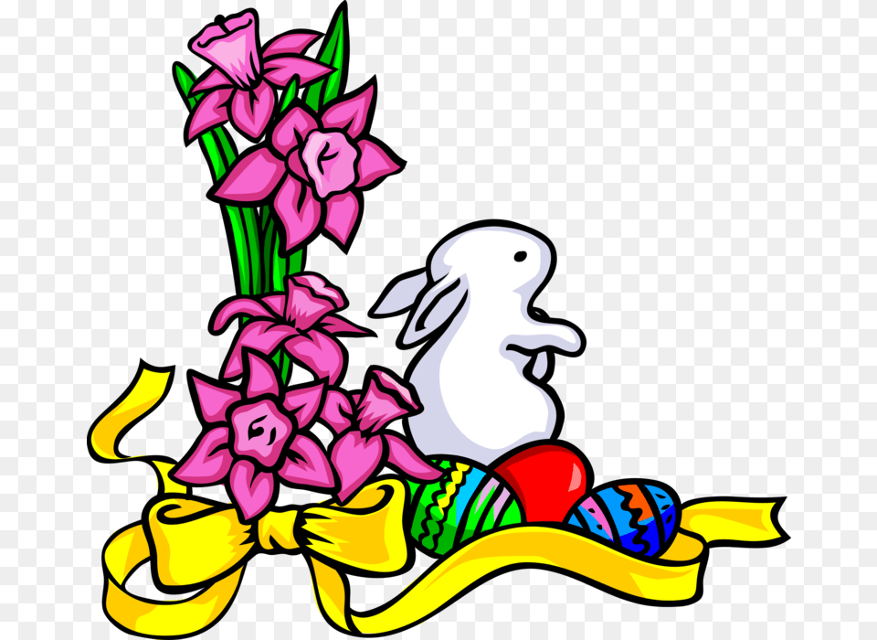 Vector Illustration Of Purple Easter Flowers And Yellow Easter Lily Corners, Art, Graphics, Flower, Plant Free Png