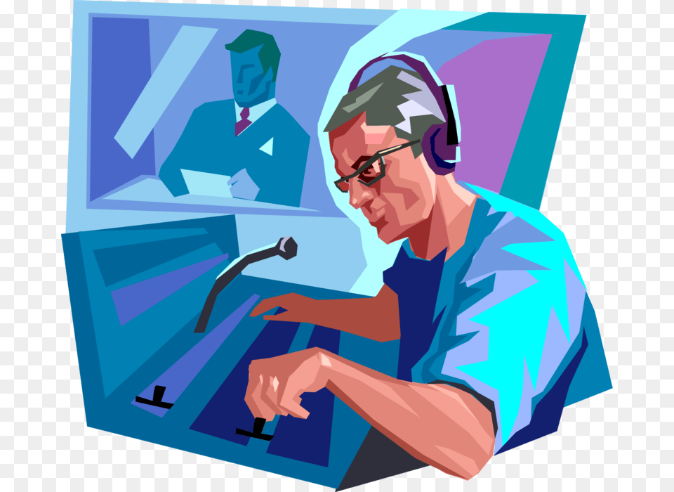 Vector Illustration Of Radio Show Content Producer Radio Producer Illustration, Woman, Person, Female, Adult Free Transparent Png
