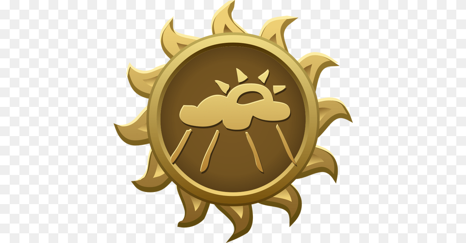 Vector Illustration Of Rainy Day Sun Shaped Emblem Trophy Emblems, Gold, Badge, Logo, Symbol Free Png
