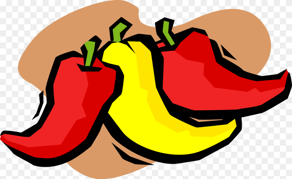 Vector Illustration Of Red And Yellow Hot Chili Peppers Chili Vector, Produce, Food, Vegetable, Plant Free Png