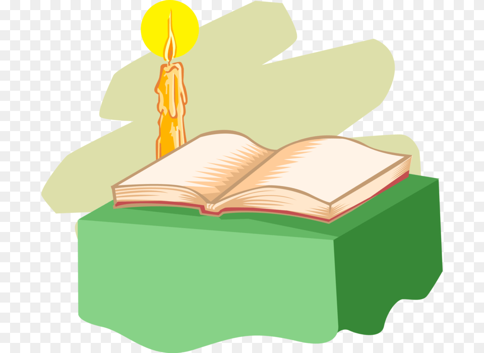 Vector Illustration Of Religious Good Book Holy Bible Vector Bible With Candle Clipart, Person, Publication, Reading Free Png Download