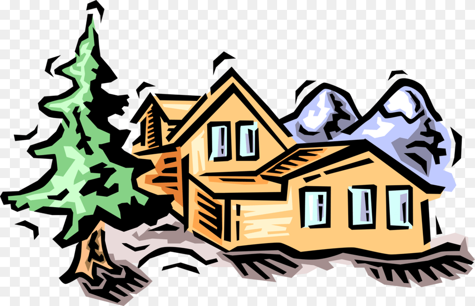 Vector Illustration Of Residence House Dwelling Cabin, Architecture, Building, Cottage, Housing Free Png Download