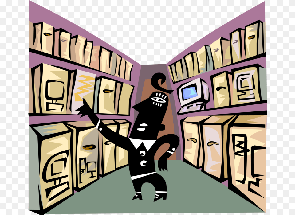 Vector Illustration Of Retail Electronics Sales Person Cartoon, Book, Comics, Publication, Indoors Free Png