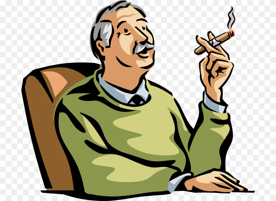 Vector Illustration Of Retired Elderly Senior Citizen Smoking Clip Art, Face, Head, Person, Adult Png