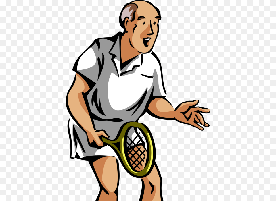 Vector Illustration Of Retired Elderly Tennis Player, Adult, Female, Person, Racket Free Png Download